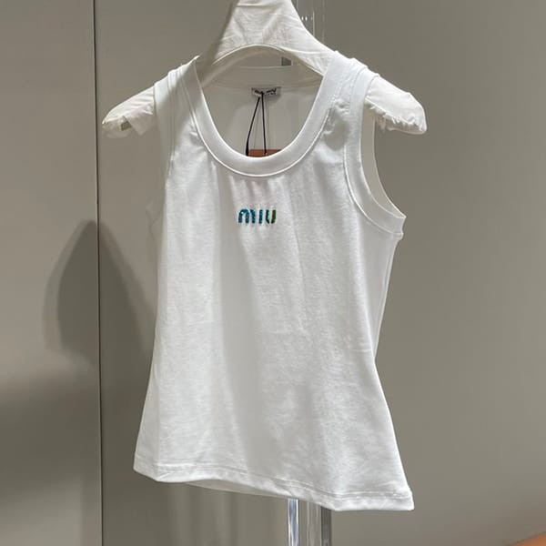 目を惹くカラーミュウミュウ スーパーコピー ロゴ コットンTシャツ 2色 myz77338